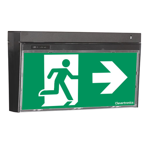 Cleverfit Pro Exit, Surface Mount, LP, Clevertest Plus, All Pictograms, Single or Double Sided, Black